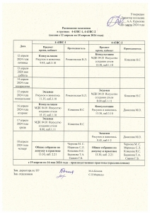 Расписание экзаменов в группах 4-43ВС-1, 4-43ВС-2
