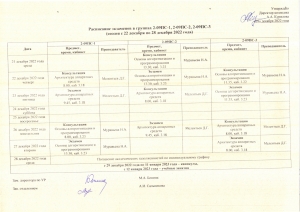 Расписание экзаменов в группах 2-09ПС-1, 2-09ПС-2, 2-09ПС-3