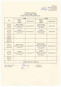 Расписание экзаменов в группах 2-43ВС, 2-54ДС