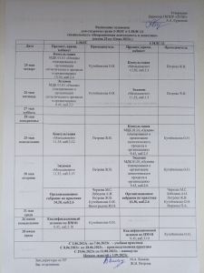 Расписание экзаменов в группах 2-38ЛС, 1-38ЛС-11
